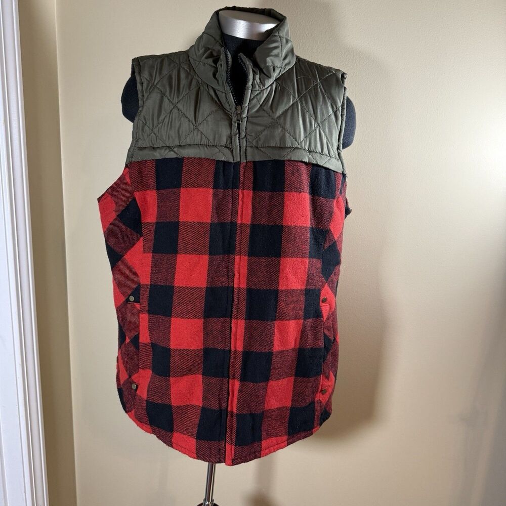 Maurices Size XXL Buffalo Plaid Green W Work Western Gorp Quilted Vest